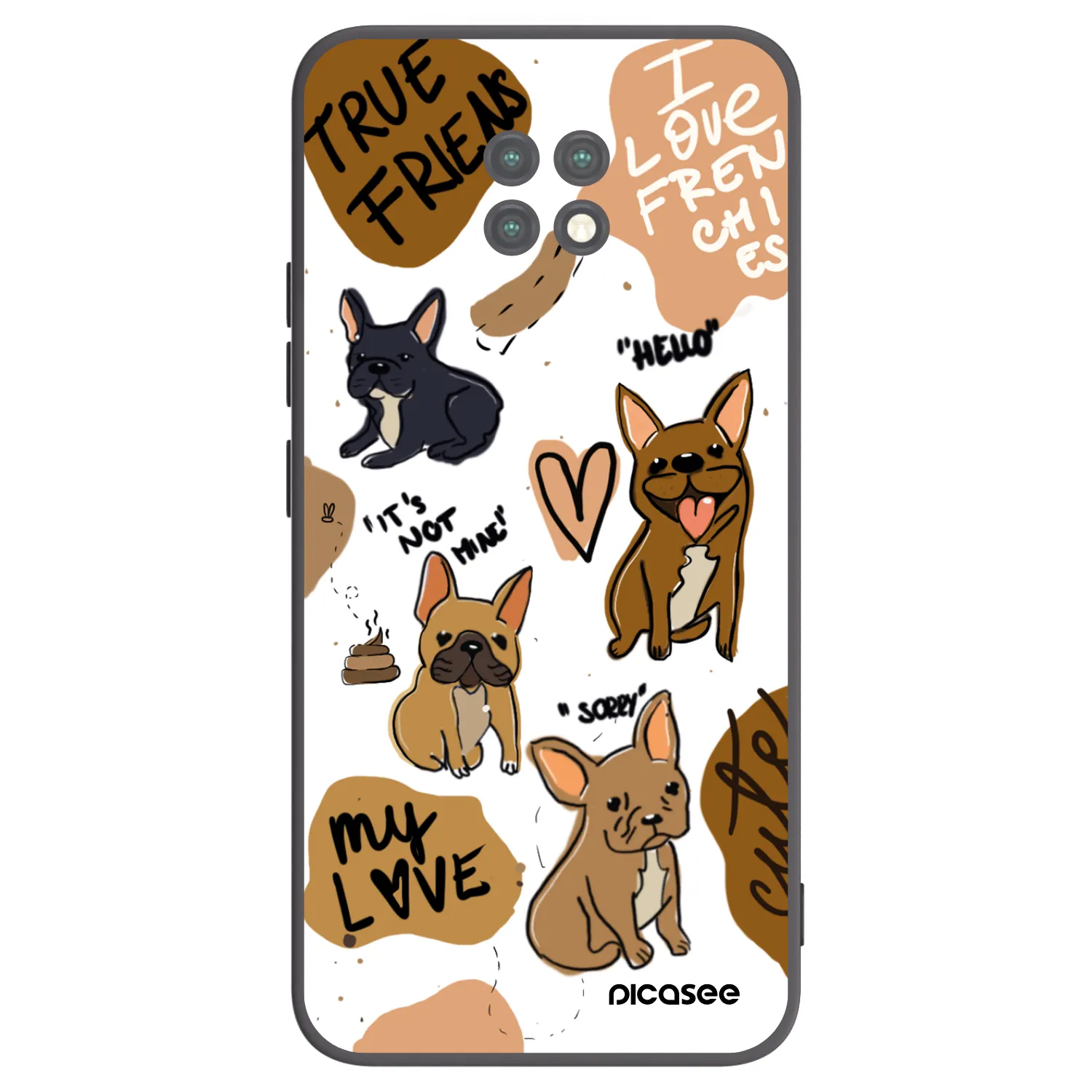Picasee crna silikonska maskica za Xiaomi Redmi Note 9T - Frenchies