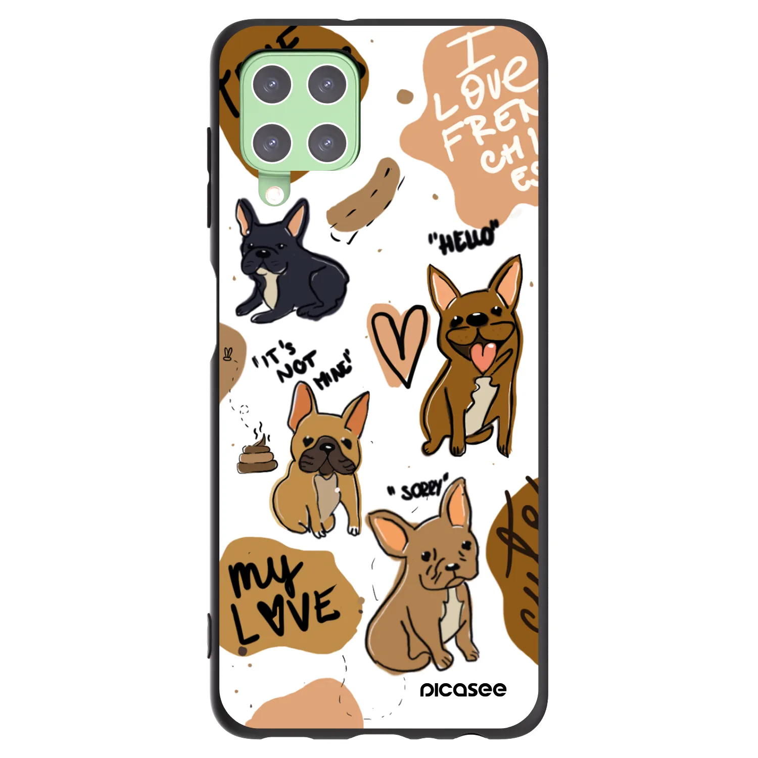 Picasee crna silikonska maskica za Samsung Galaxy A22 A225F 4G - Frenchies