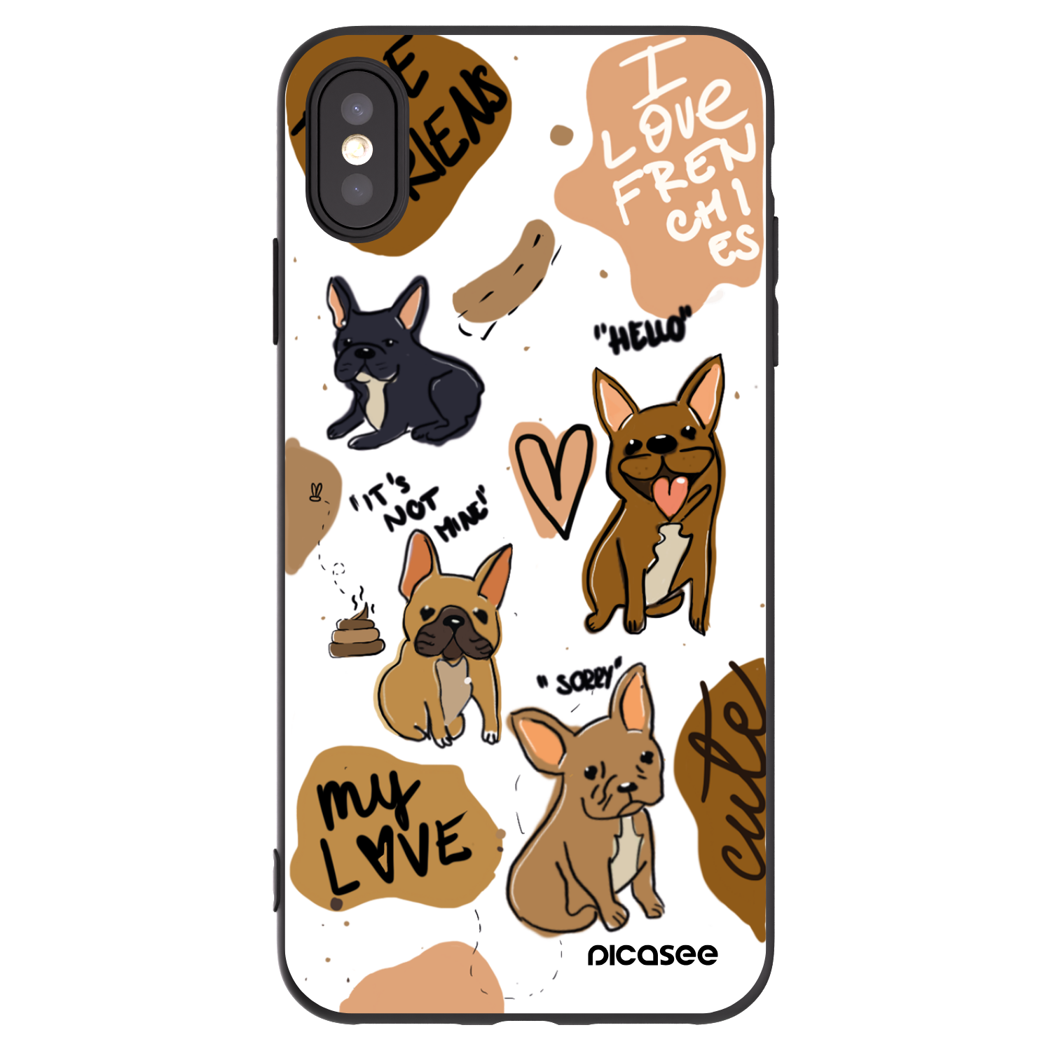 Picasee crna silikonska maskica za Apple iPhone XS Max - Frenchies