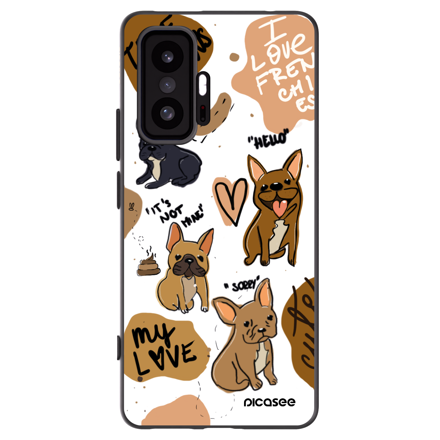 Picasee crna silikonska maskica za Xiaomi 11T Pro - Frenchies