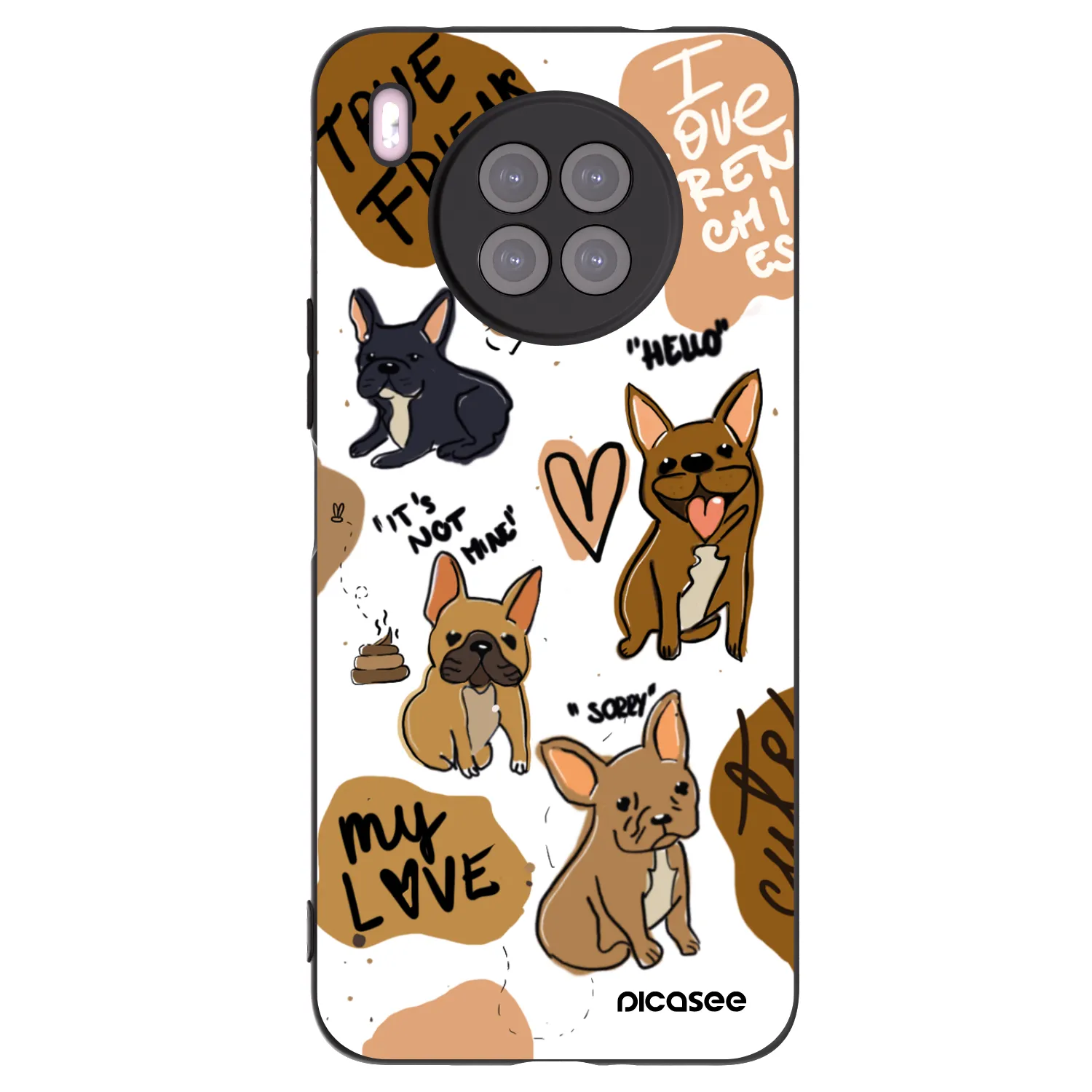 Picasee crna silikonska maskica za Huawei Nova 8i - Frenchies