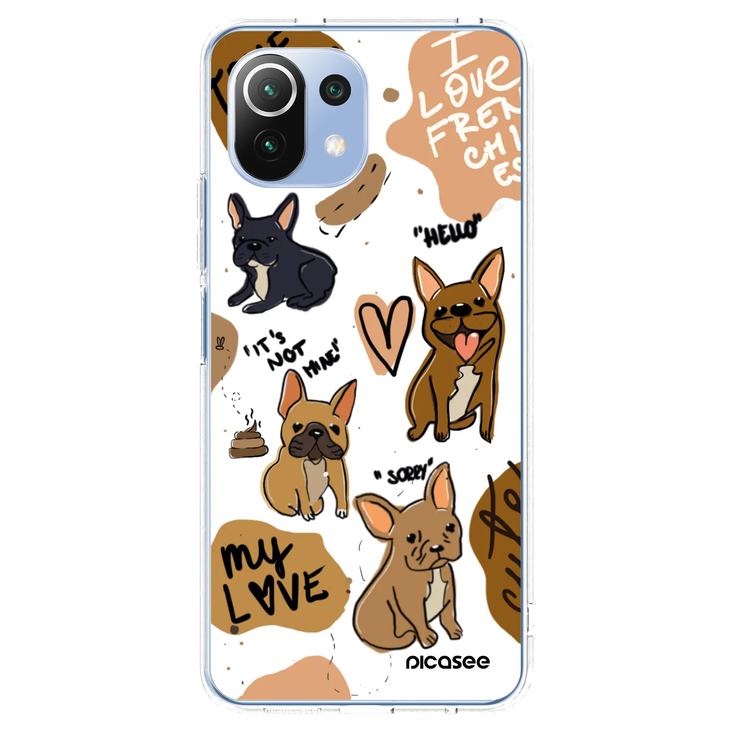 Picasee silikonska prozirna maskica za Xiaomi 11 Lite 5G NE - Frenchies