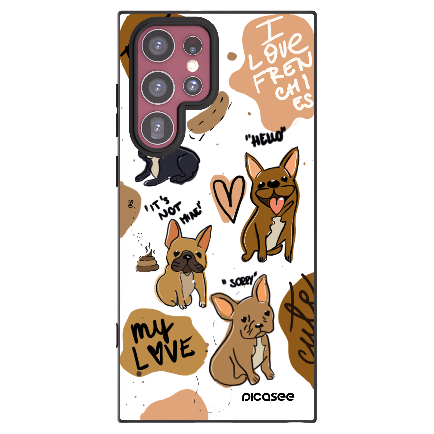 Picasee crna silikonska maskica za Samsung Galaxy S22 Ultra 5G - Frenchies