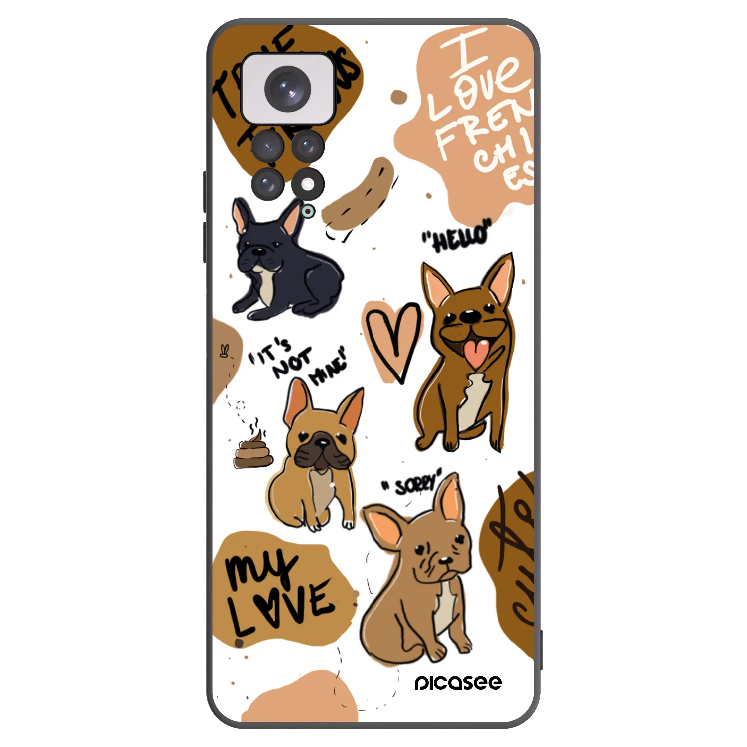 Picasee crna silikonska maskica za Xiaomi Redmi Note 11 - Frenchies