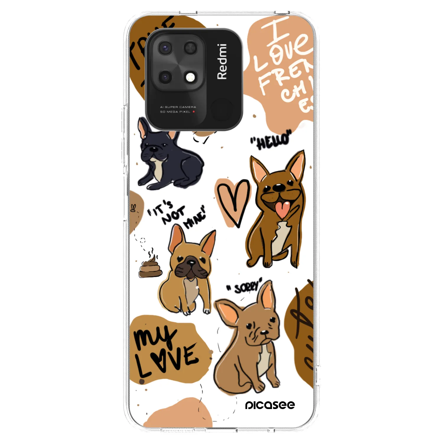 Picasee silikonska prozirna maskica za Xiaomi Redmi 10C - Frenchies