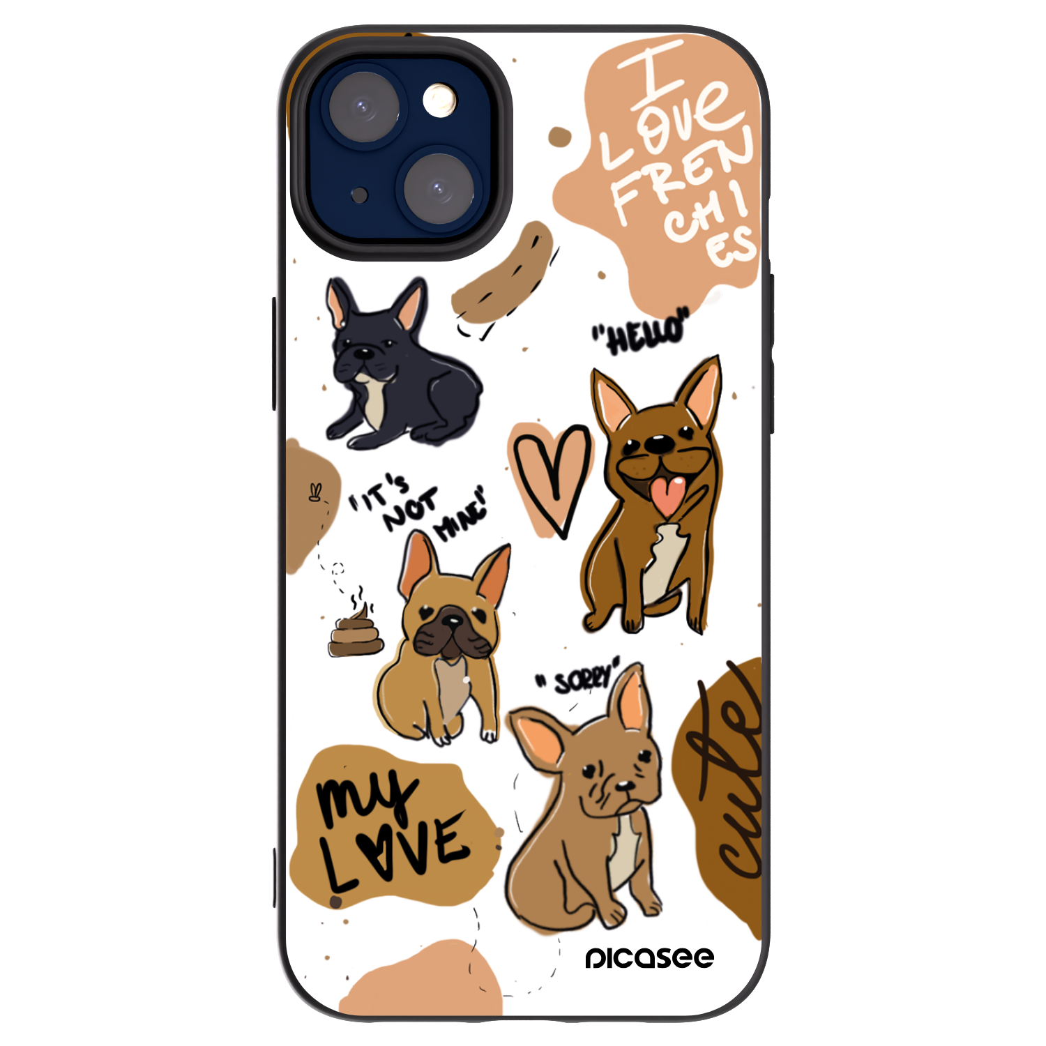 Picasee crna silikonska maskica za Apple iPhone 14 Plus - Frenchies