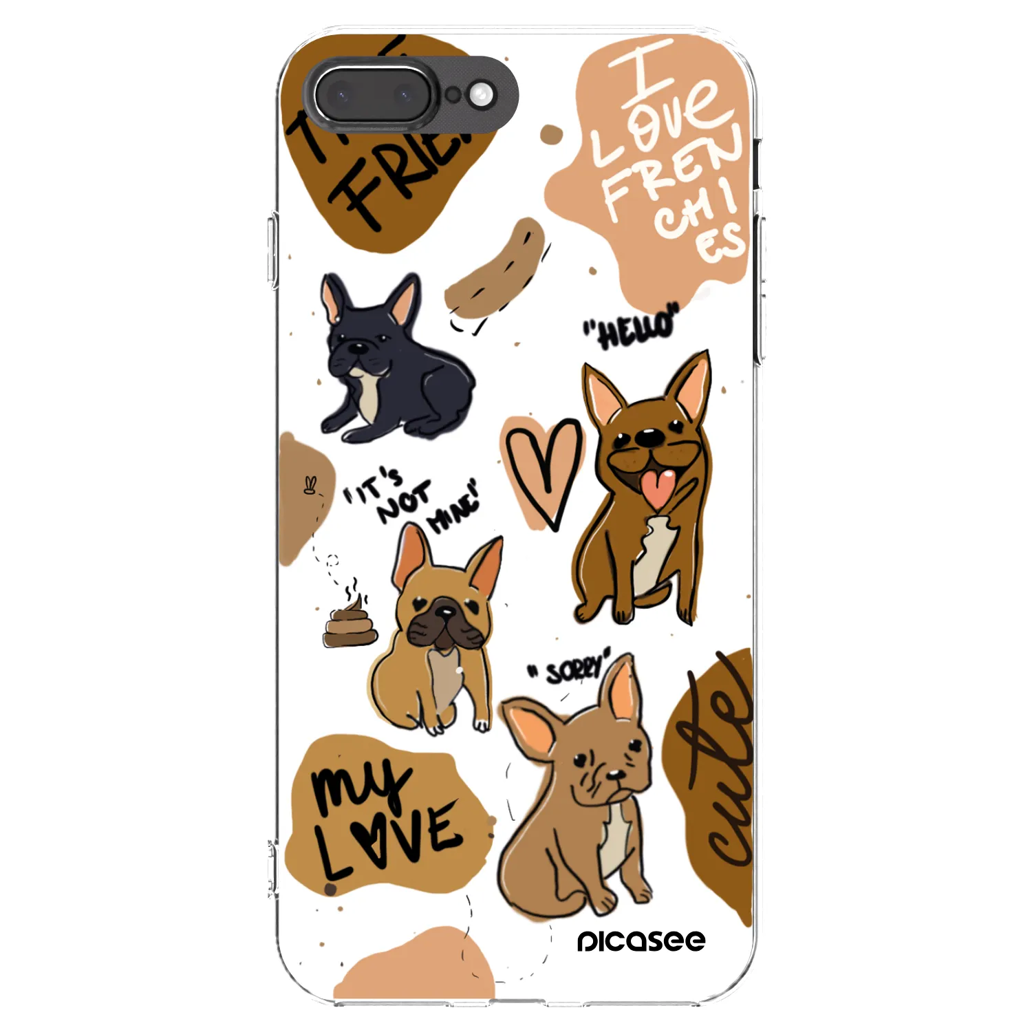 Picasee silikonska prozirna maskica za Apple iPhone 8 Plus - Frenchies