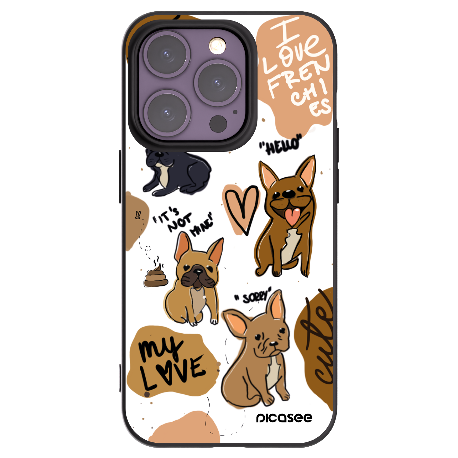 Picasee crna silikonska maskica za Apple iPhone 14 Pro - Frenchies