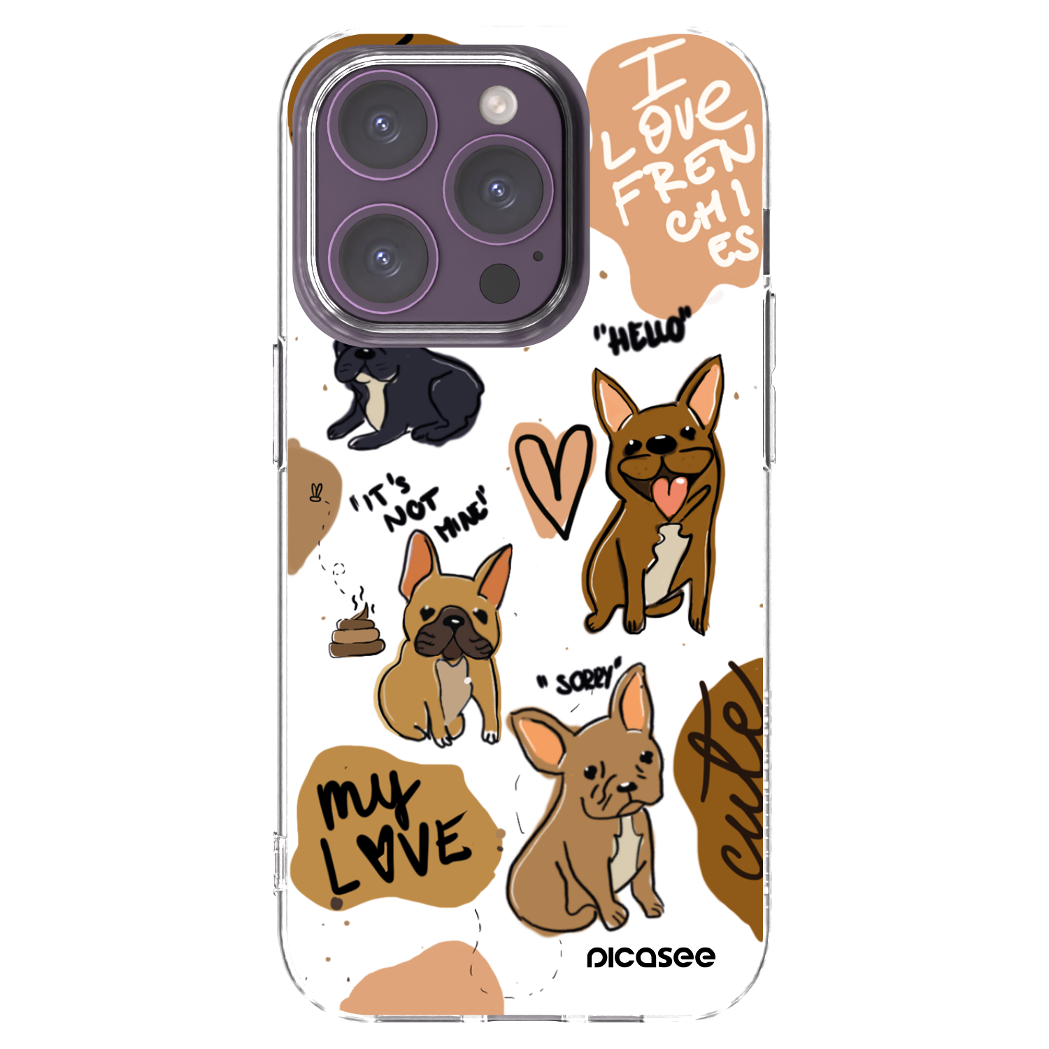 Picasee silikonska prozirna maskica za Apple iPhone 14 Pro - Frenchies