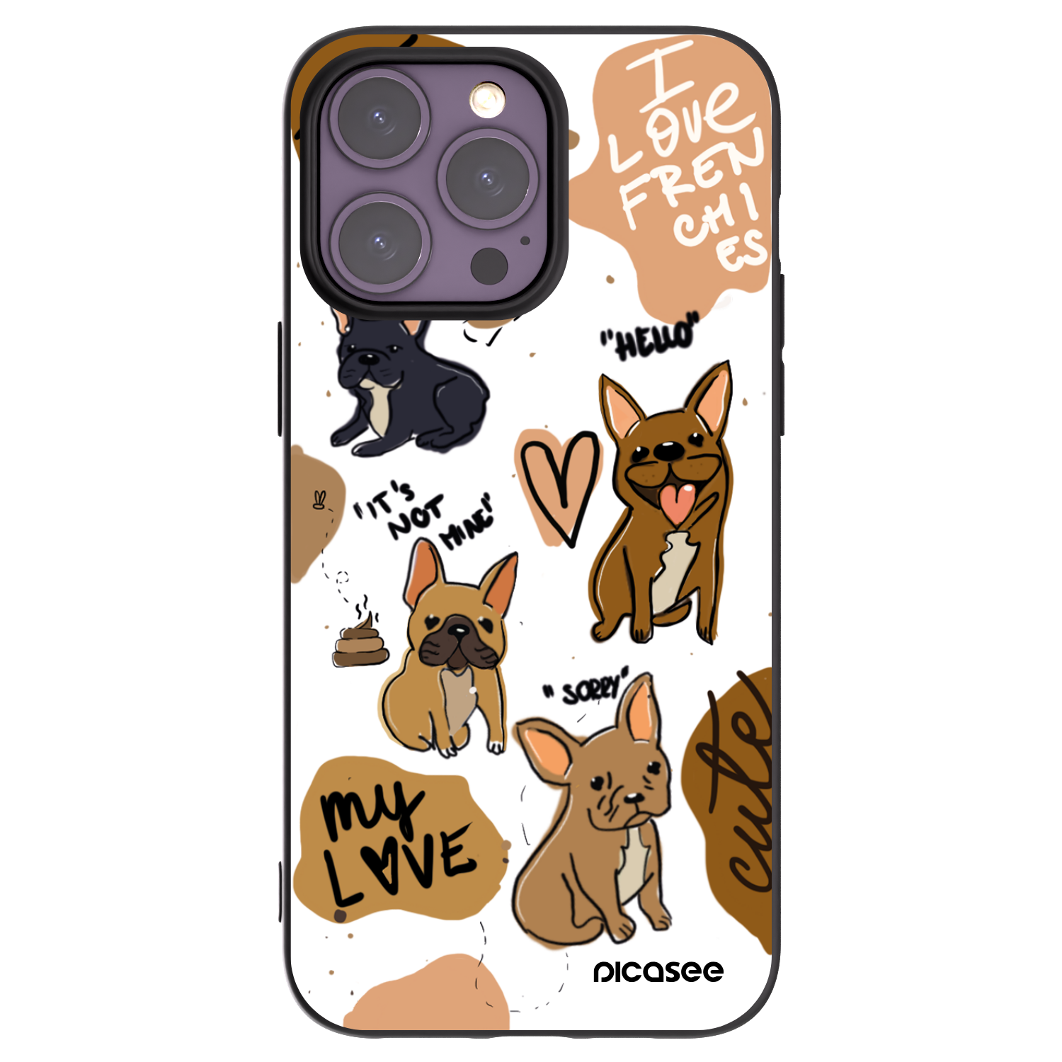 Picasee crna silikonska maskica za Apple iPhone 14 Pro Max - Frenchies