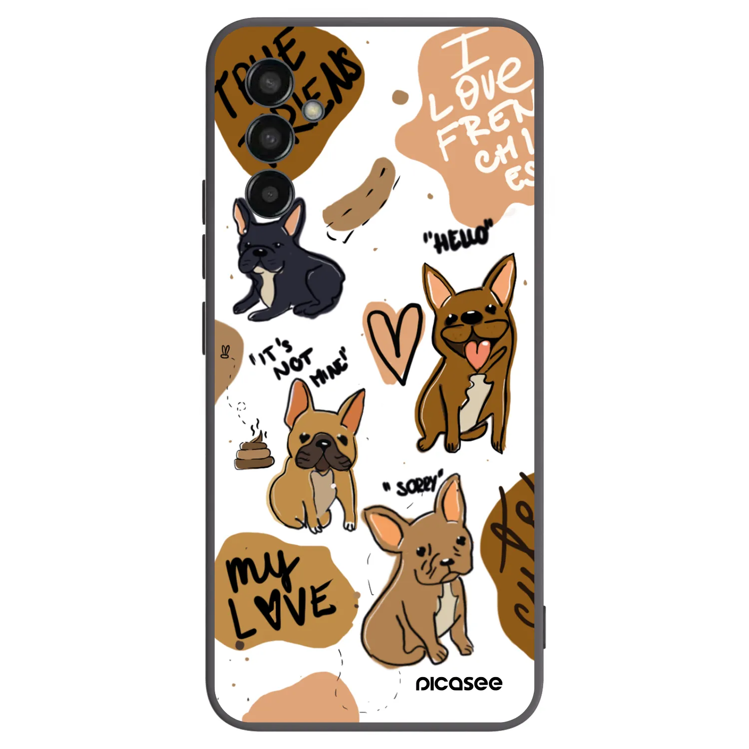 Picasee crna silikonska maskica za Samsung Galaxy M13 M135F - Frenchies