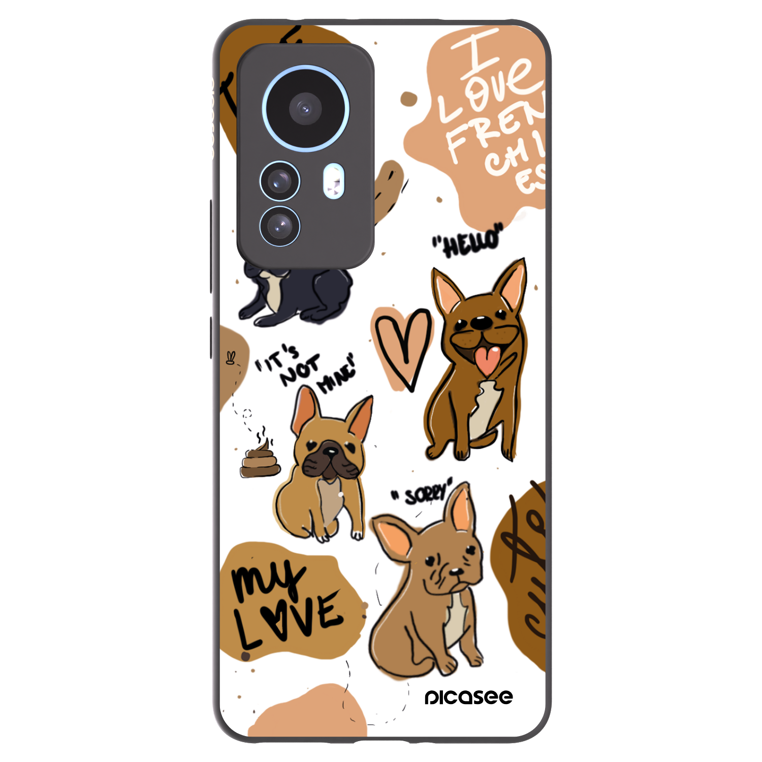 Picasee crna silikonska maskica za Xiaomi 12T - Frenchies