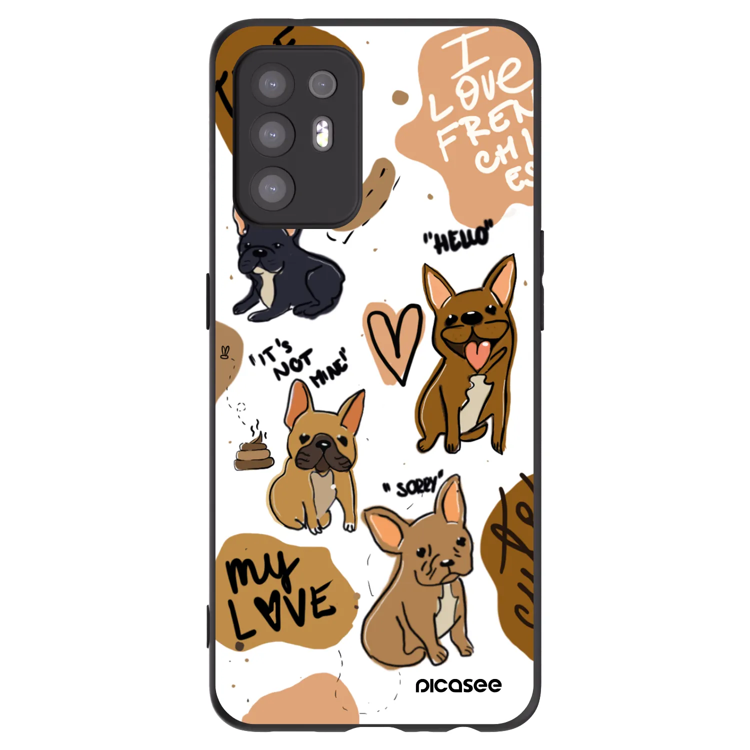 Picasee crna silikonska maskica za OPPO A94 5G - Frenchies