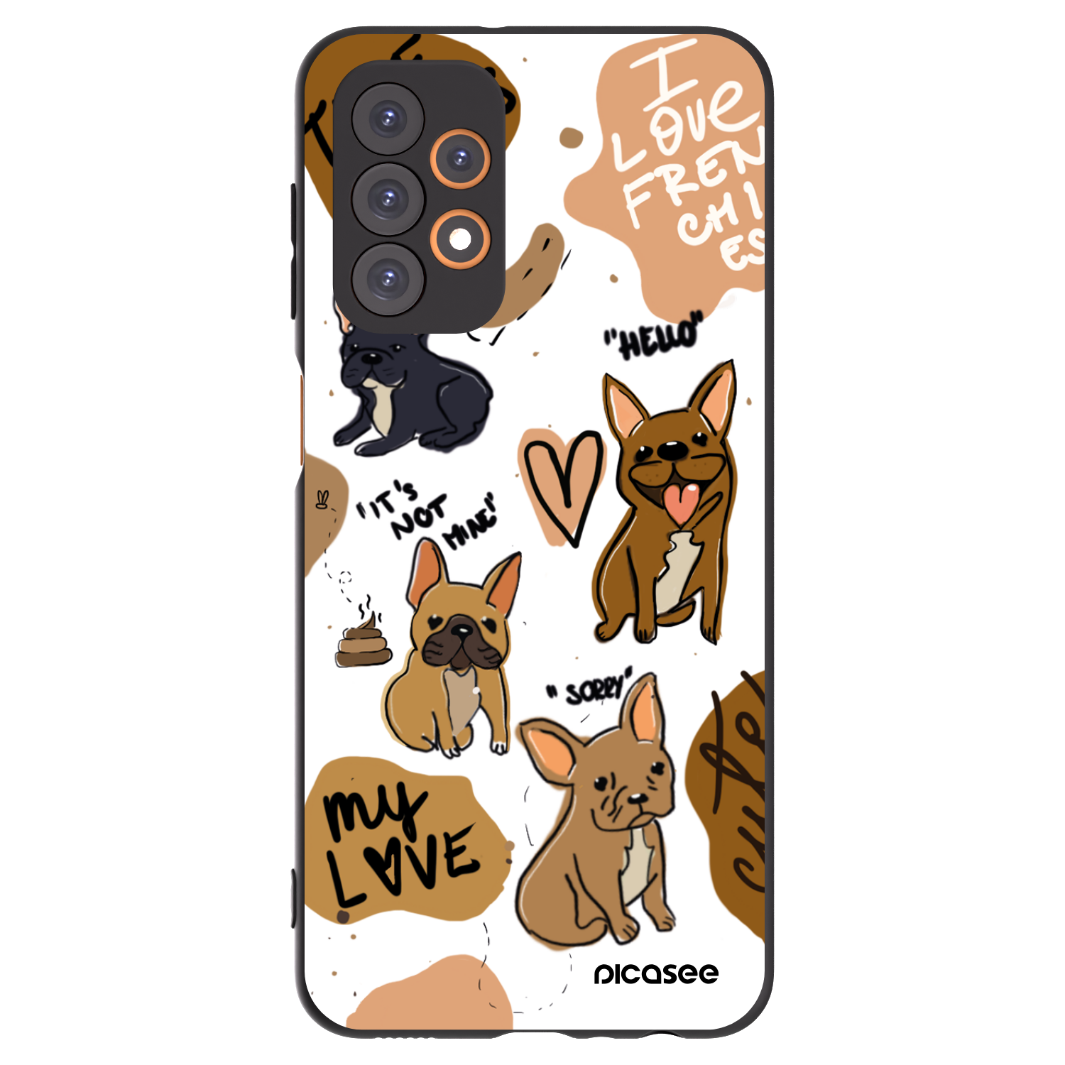 Picasee crna silikonska maskica za Samsung Galaxy A23 A236B 5G - Frenchies