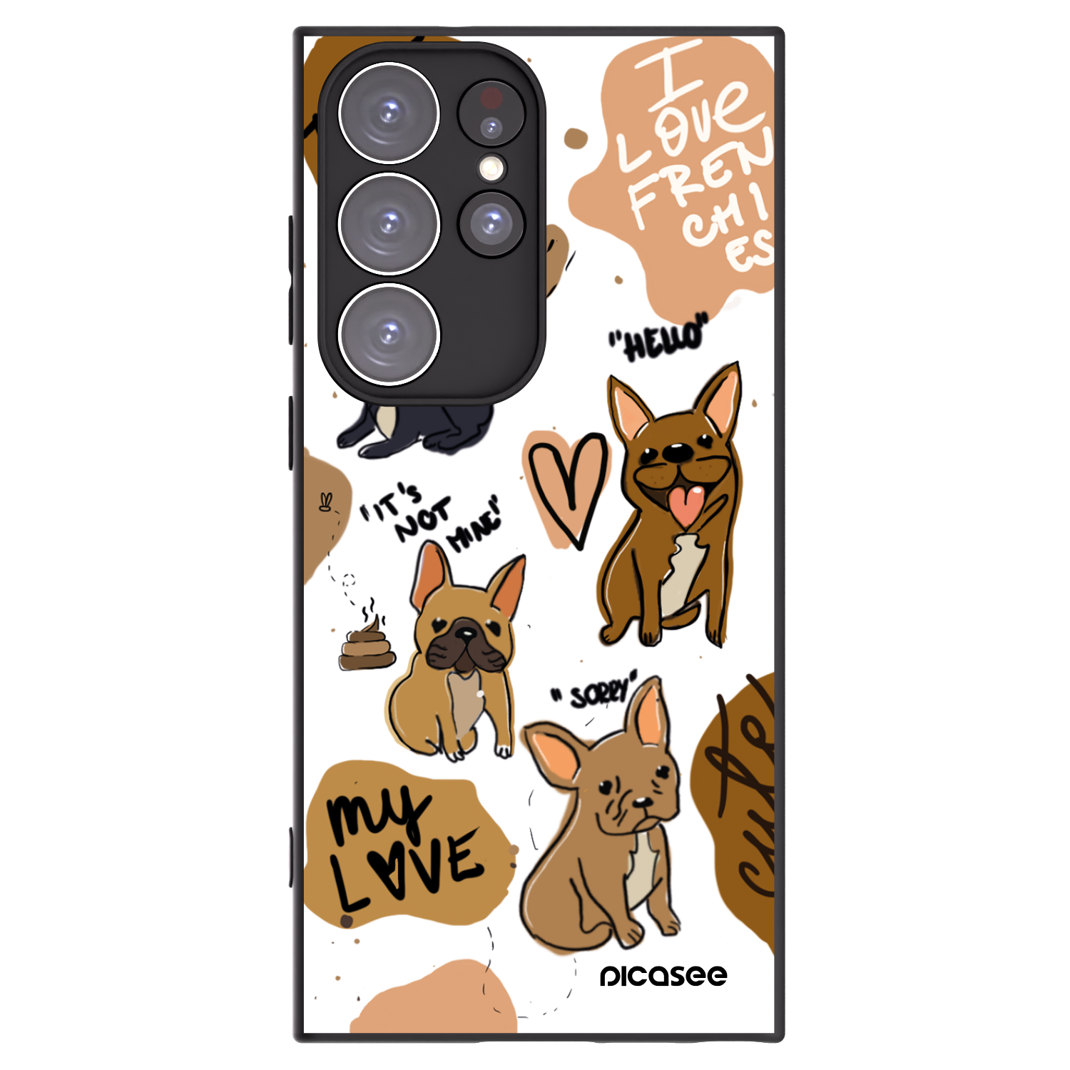 Picasee crna silikonska maskica za Samsung Galaxy S23 Ultra 5G - Frenchies