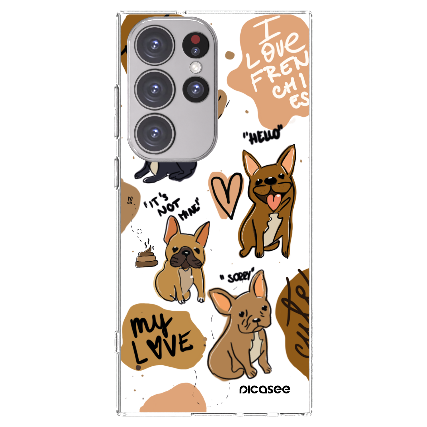 Picasee silikonska prozirna maskica za Samsung Galaxy S23 Ultra 5G - Frenchies