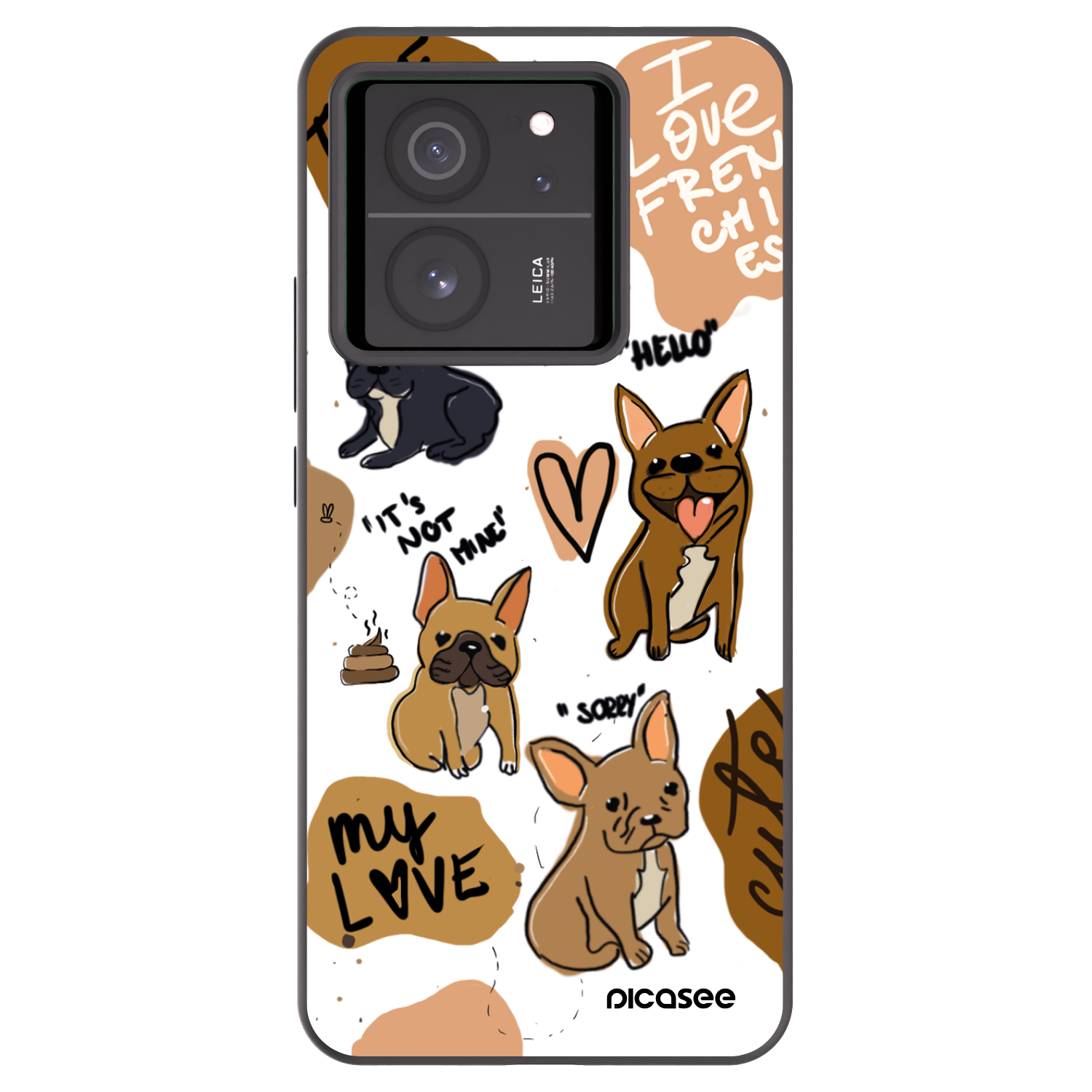 Picasee crna silikonska maskica za Xiaomi 13T Pro - Frenchies