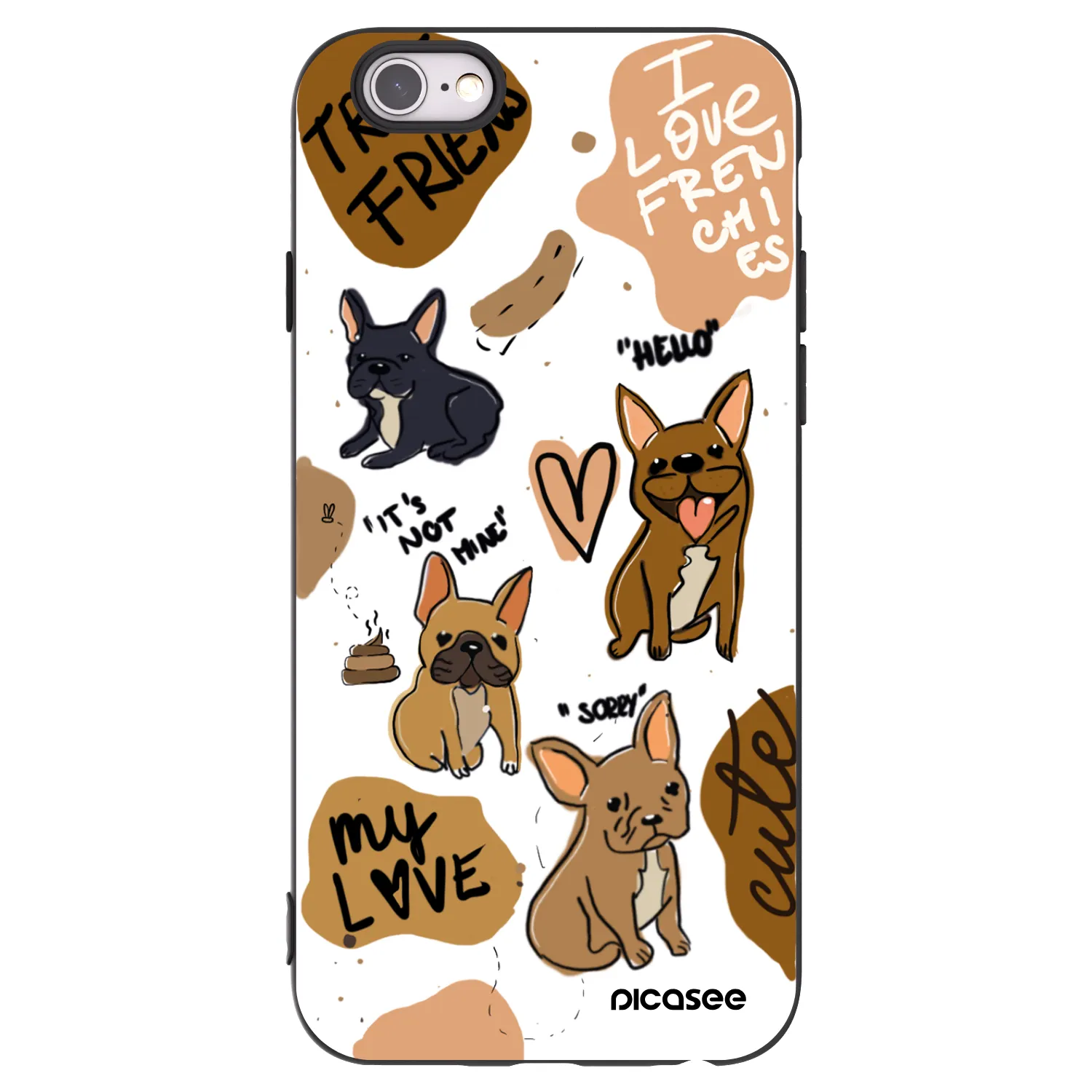 Picasee crna silikonska maskica za Apple iPhone 6/6S - Frenchies