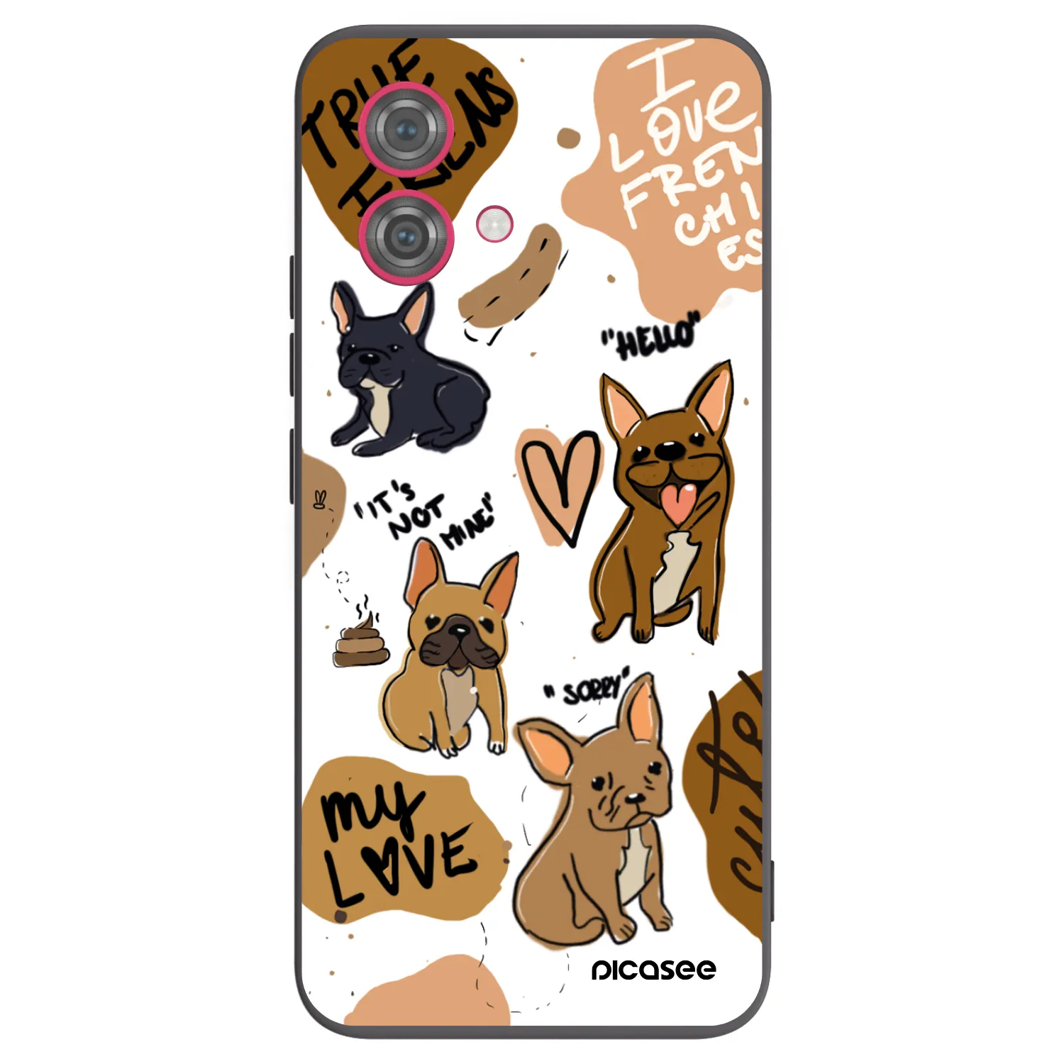 Picasee crna silikonska maskica za Motorola Moto G84 5G - Frenchies