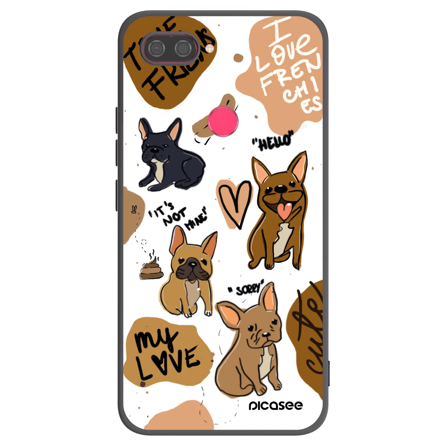 Picasee crna silikonska maskica za Xiaomi Mi 8 Lite - Frenchies