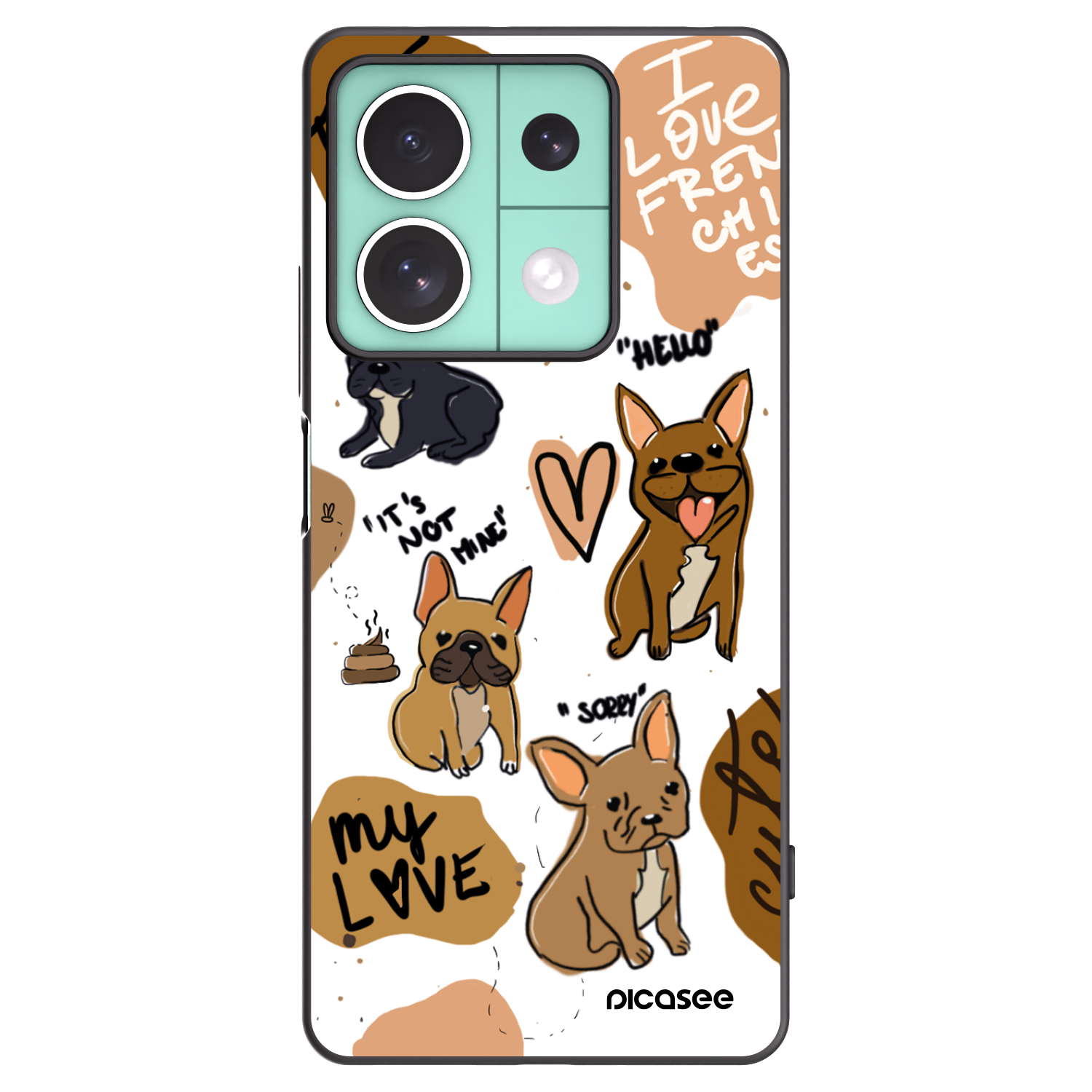 Picasee crna silikonska maskica za Xiaomi Redmi Note 13 5G - Frenchies