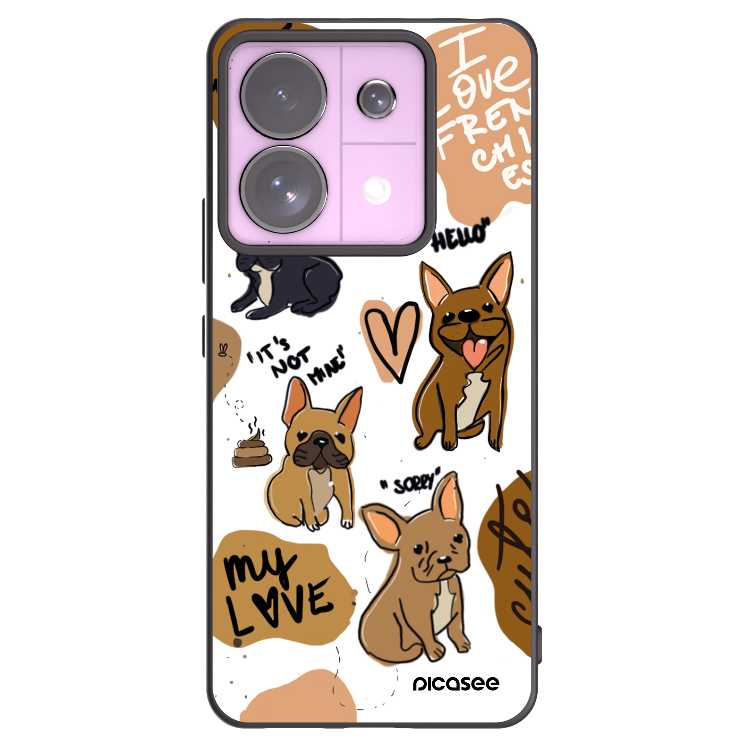 Picasee crna silikonska maskica za Xiaomi Redmi Note 13 Pro 5G - Frenchies