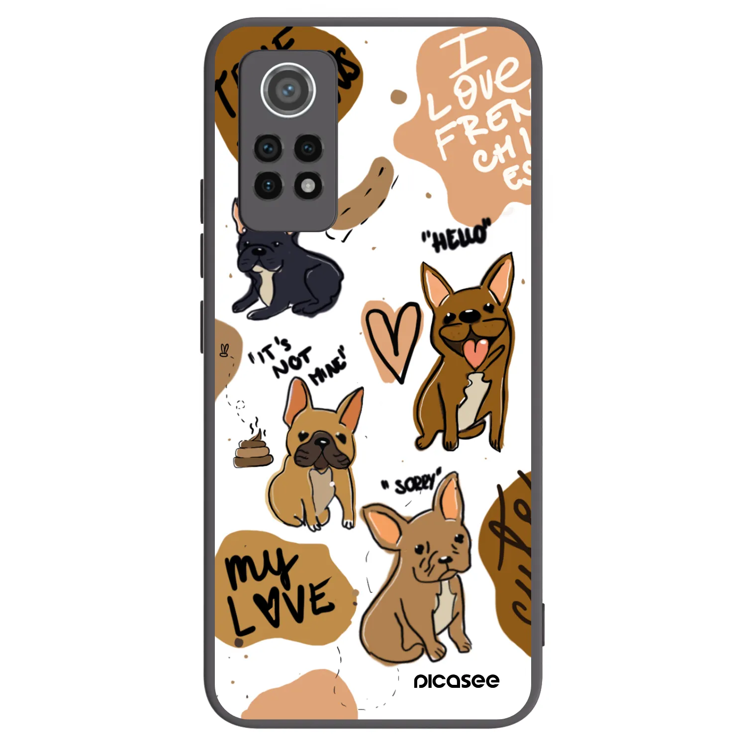 Picasee crna silikonska maskica za Xiaomi Redmi Note 12 Pro 4G - Frenchies
