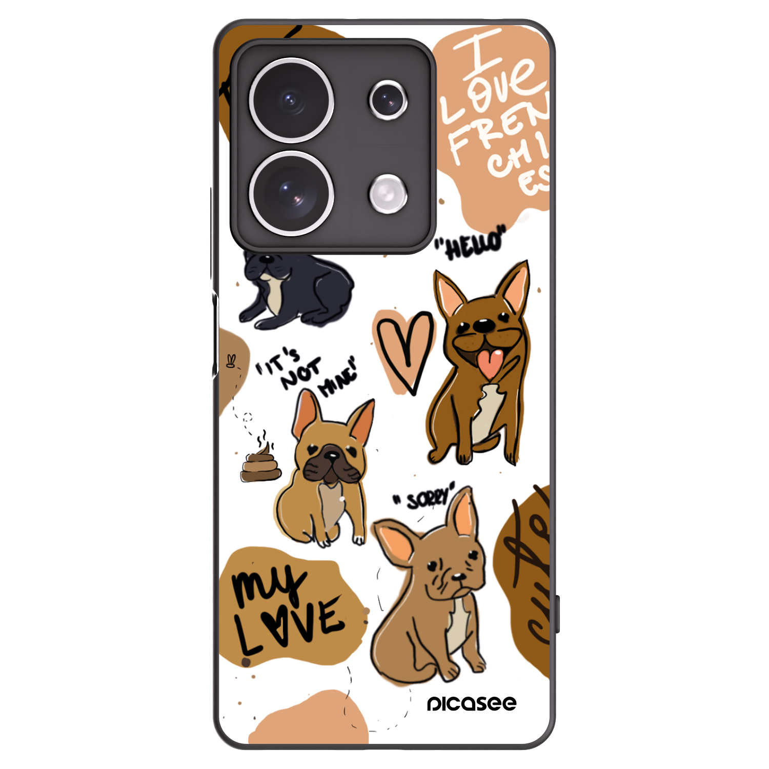 Picasee crna silikonska maskica za Xiaomi Redmi Note 13 4G - Frenchies