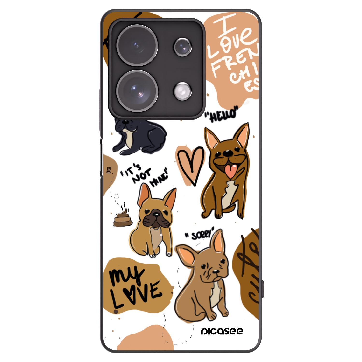 Picasee crna silikonska maskica za Xiaomi Redmi Note 13 Pro 4G - Frenchies