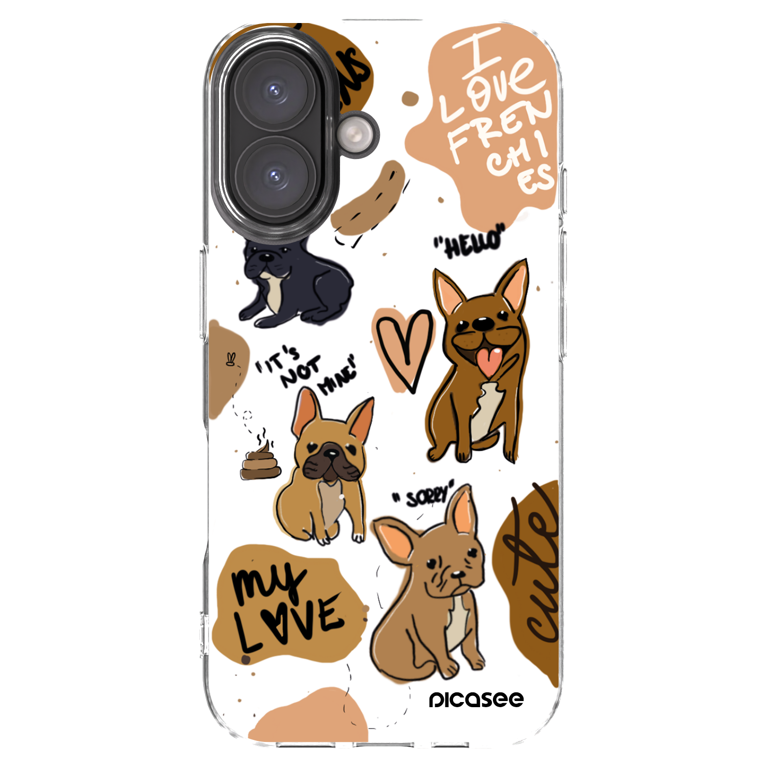 Picasee silikonska prozirna maskica za Apple iPhone 16 - Frenchies