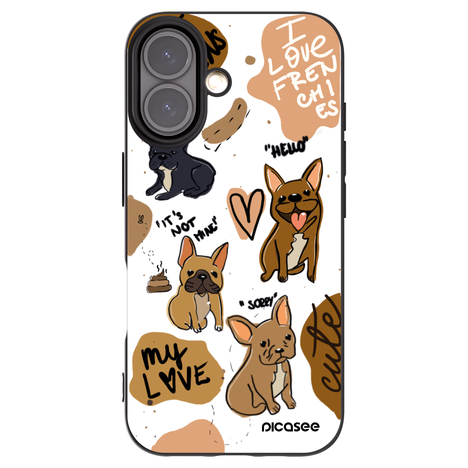 Picasee crna silikonska maskica za Apple iPhone 16 - Frenchies