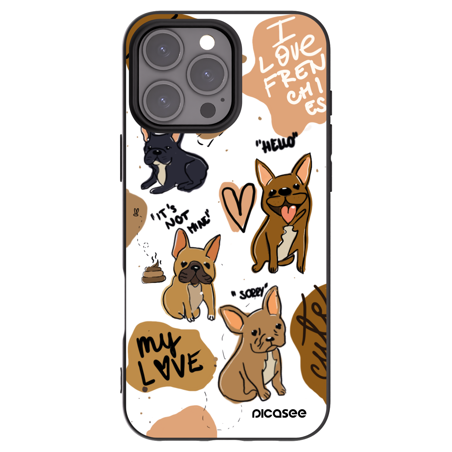 Picasee crna silikonska maskica za Apple iPhone 16 Pro Max - Frenchies