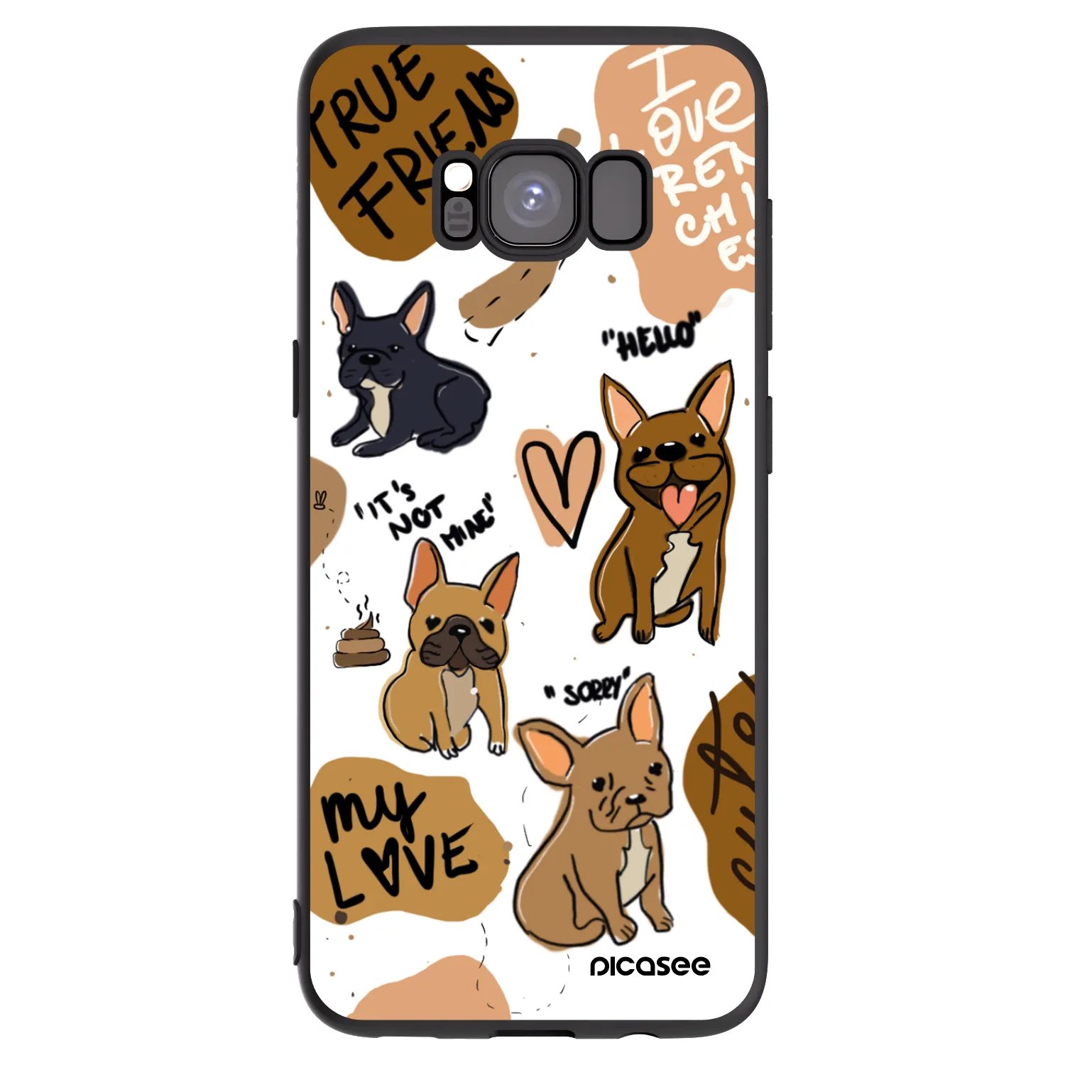 Picasee crna silikonska maskica za Samsung Galaxy S8 G950F - Frenchies