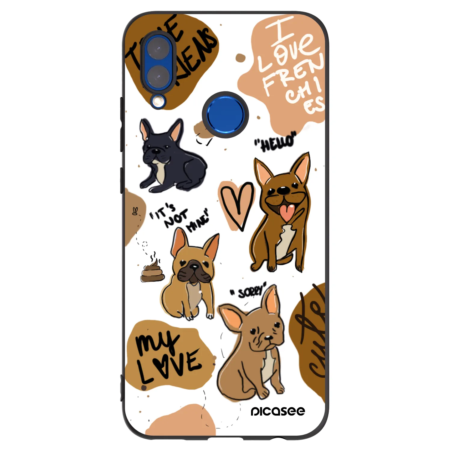 Picasee crna silikonska maskica za Honor 10 Lite - Frenchies