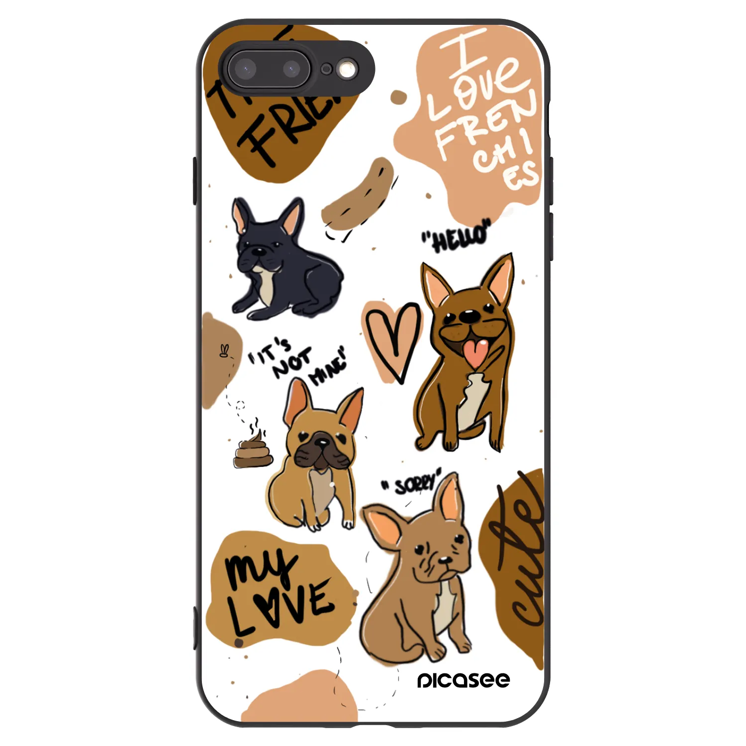 Picasee crna silikonska maskica za Apple iPhone 7 Plus - Frenchies