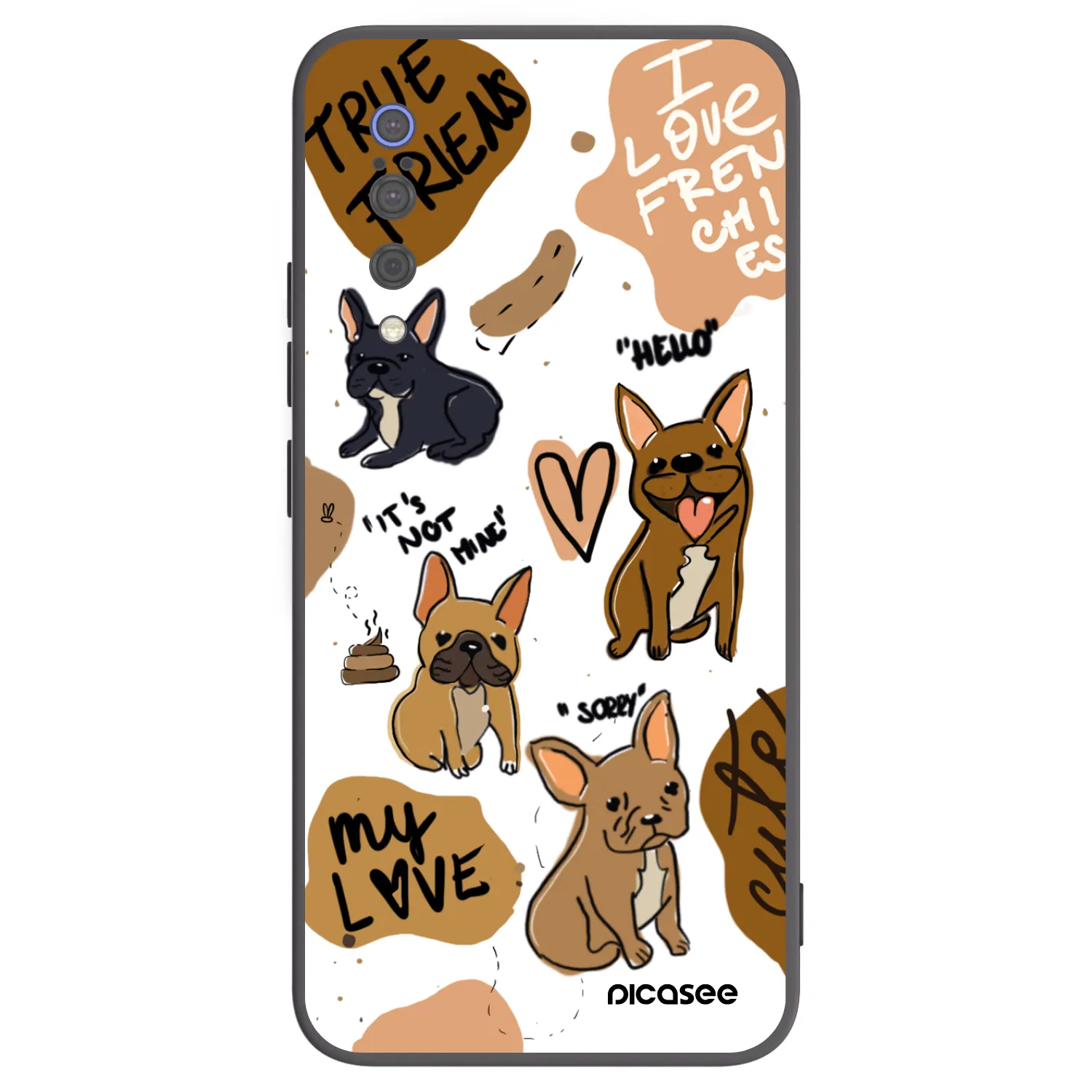 Picasee crna silikonska maskica za Xiaomi Mi 9 - Frenchies