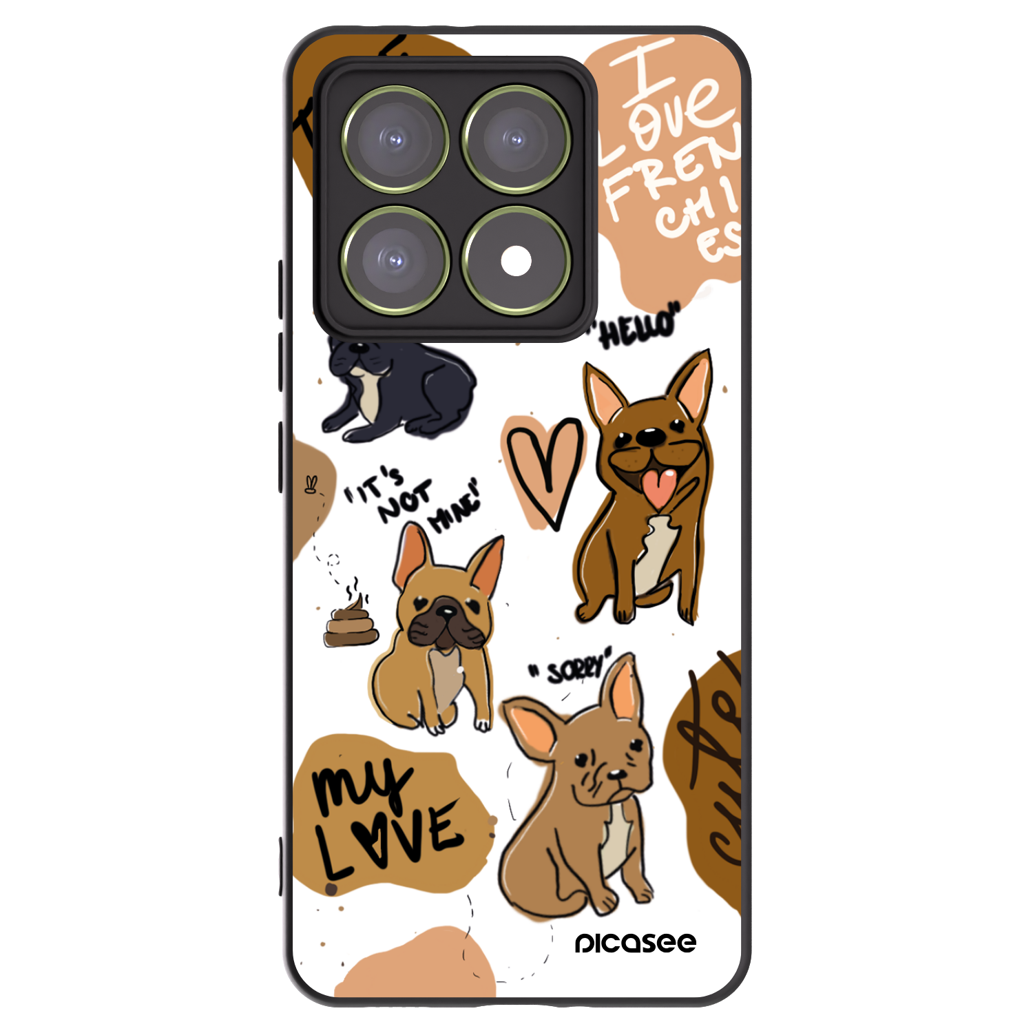 Picasee crna silikonska maskica za Xiaomi 14T - Frenchies