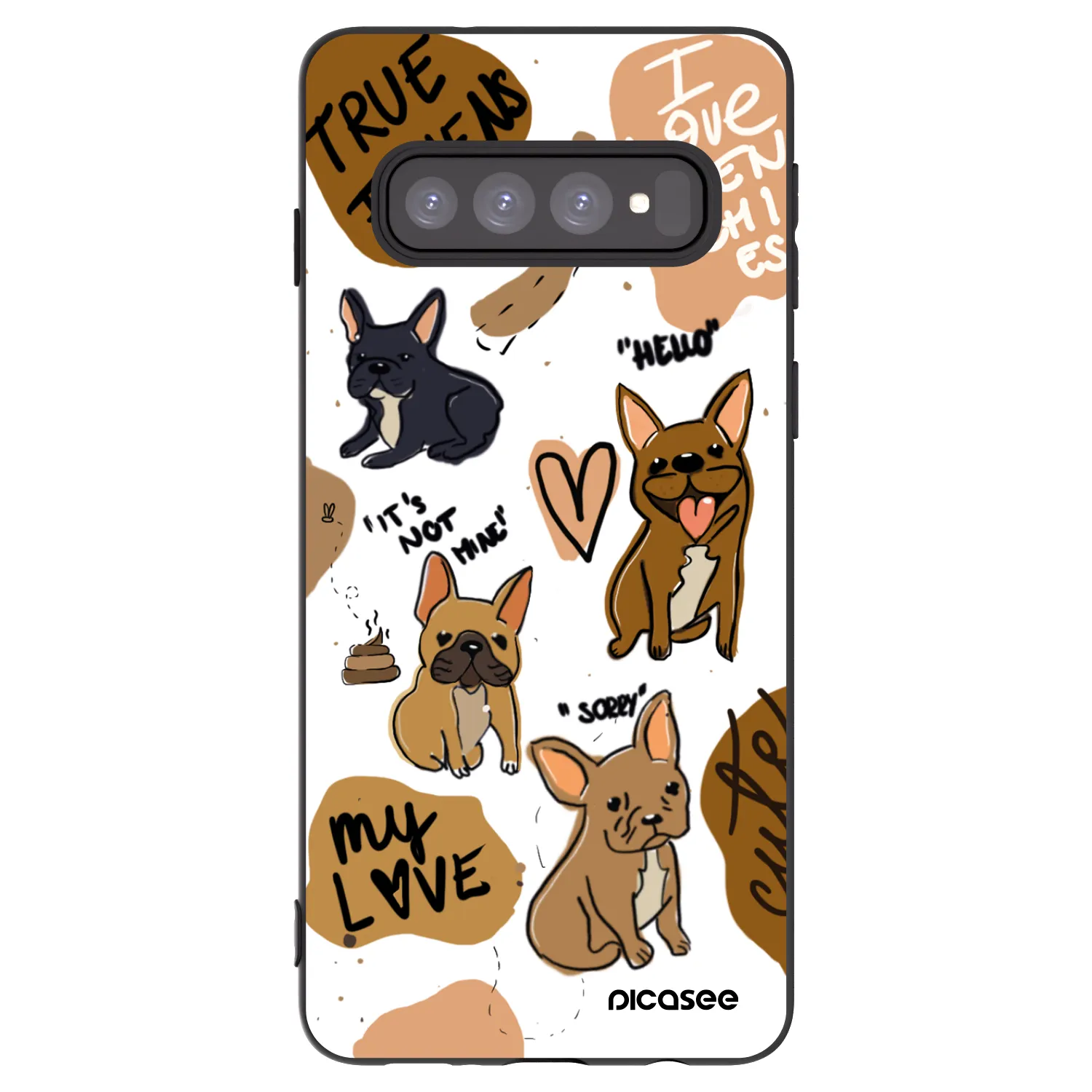 Picasee crna silikonska maskica za Samsung Galaxy S10 G973 - Frenchies