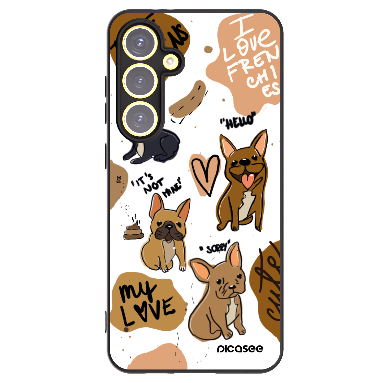 Picasee crna silikonska maskica za Samsung Galaxy S24 FE S721B - Frenchies