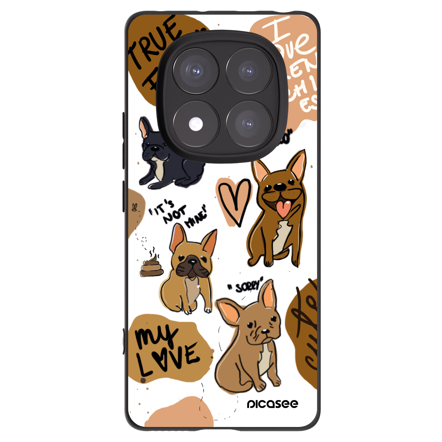 Picasee crna silikonska maskica za Xiaomi Redmi Note 14 Pro+ 5G - Frenchies