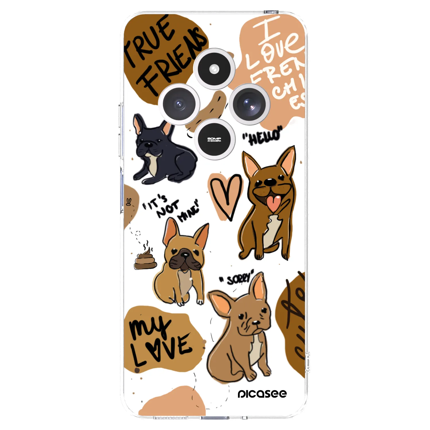 Picasee silikonska prozirna maskica za Xiaomi Redmi 14C - Frenchies