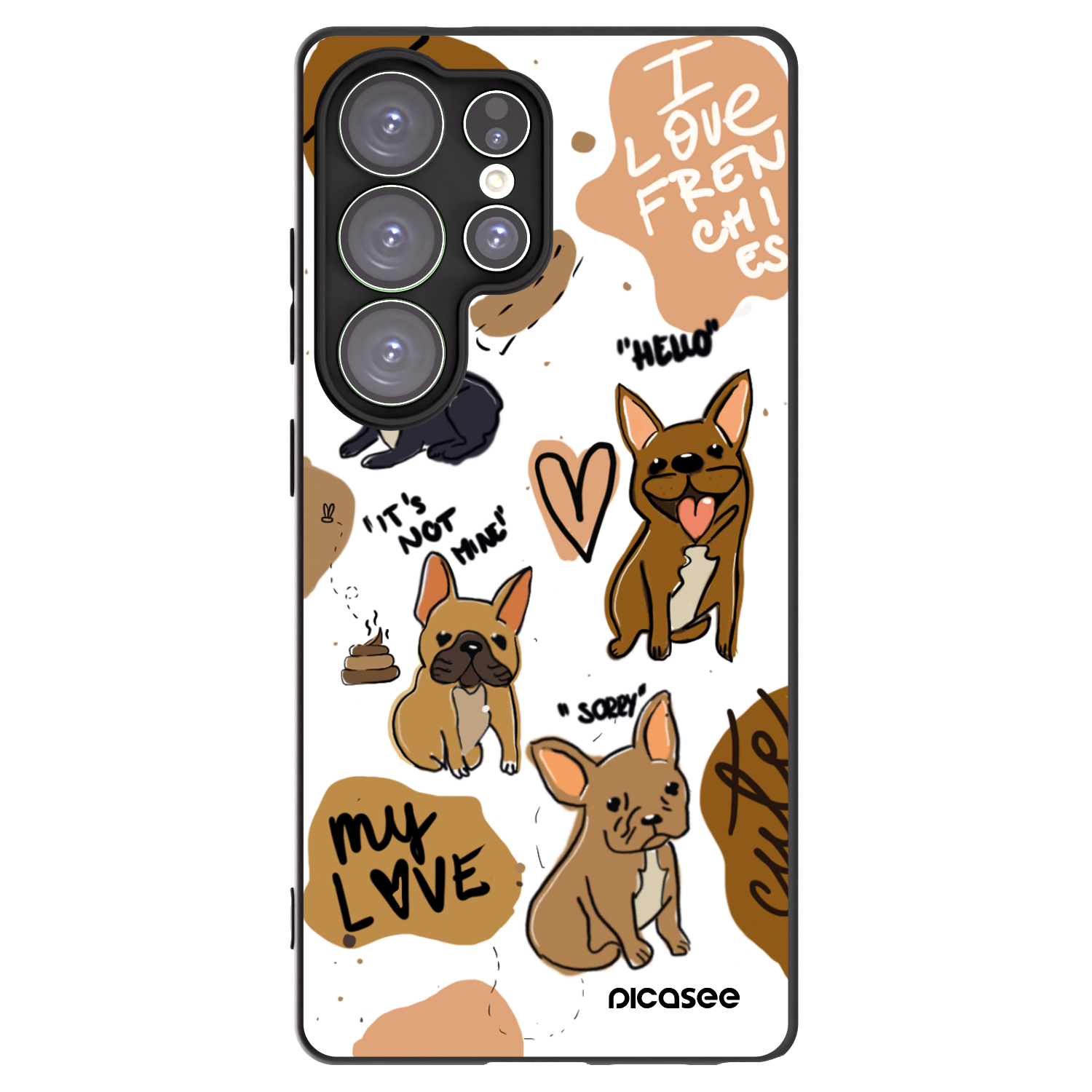 Picasee crna silikonska maskica za Samsung Galaxy S25 Ultra 5G - Frenchies