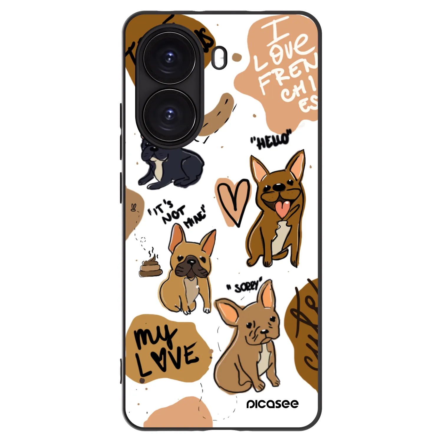 Picasee crna silikonska maskica za Xiaomi Poco X7 Pro 5G - Frenchies