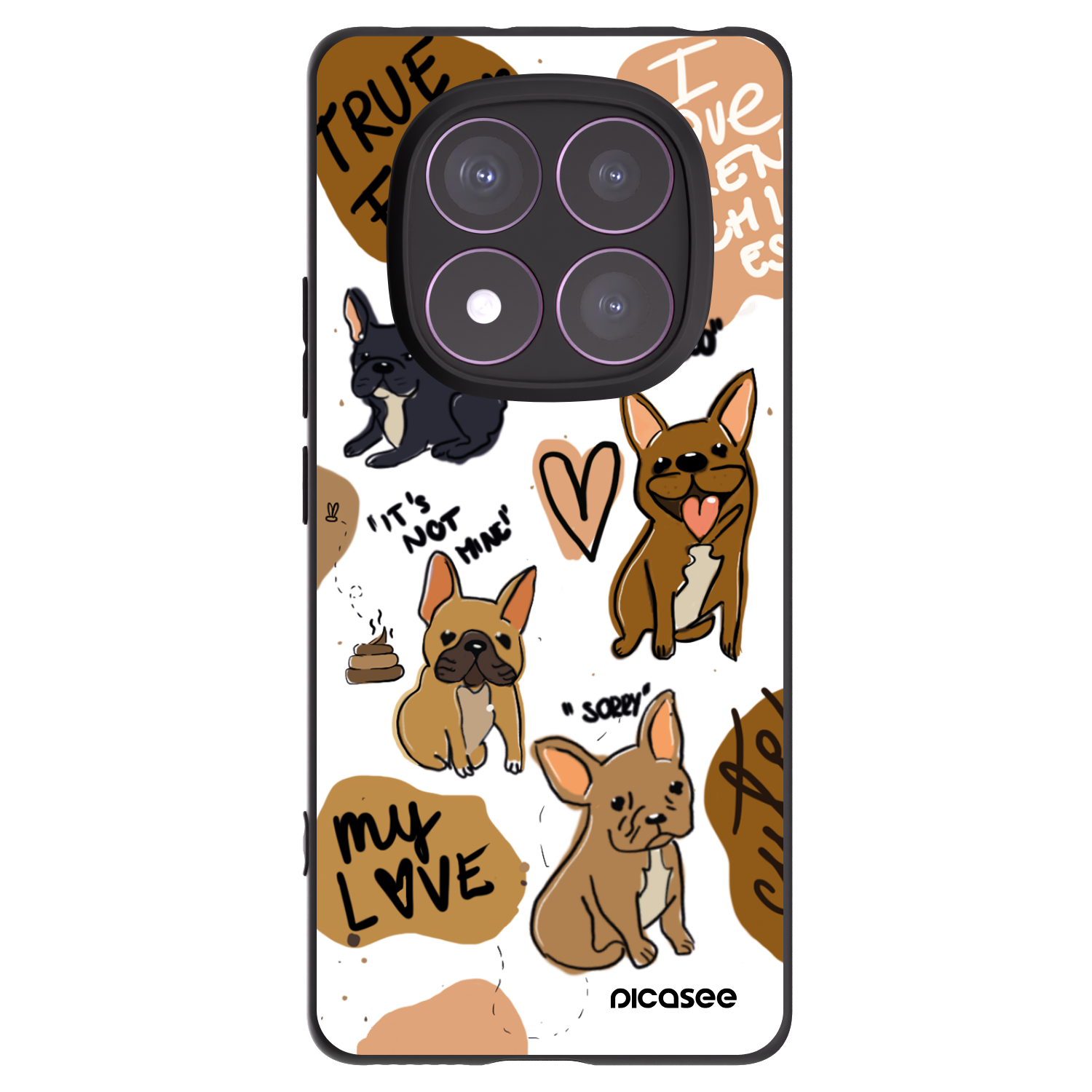 Picasee crna silikonska maskica za Xiaomi Redmi Note 14 Pro 4G - Frenchies