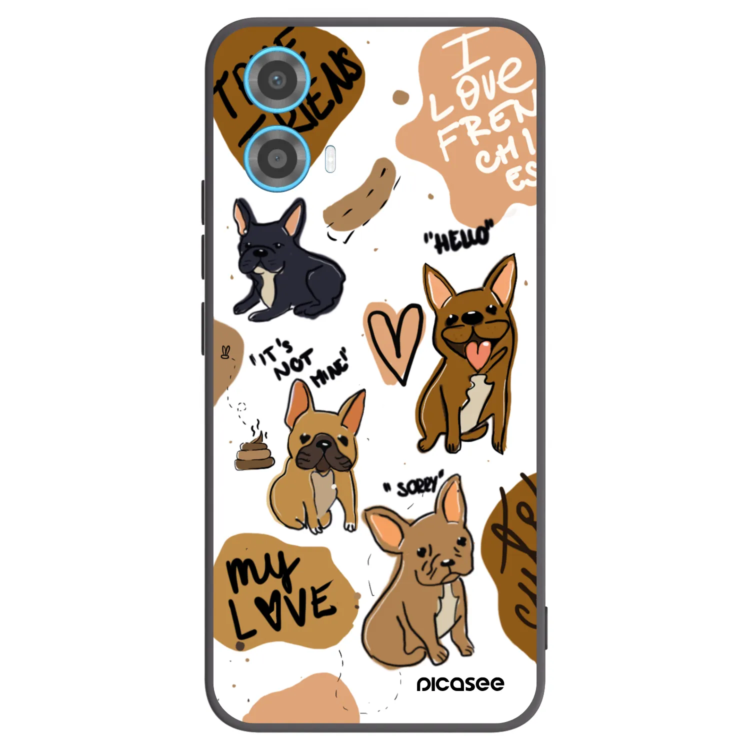 Picasee crna silikonska maskica za Motorola Moto G34 5G - Frenchies