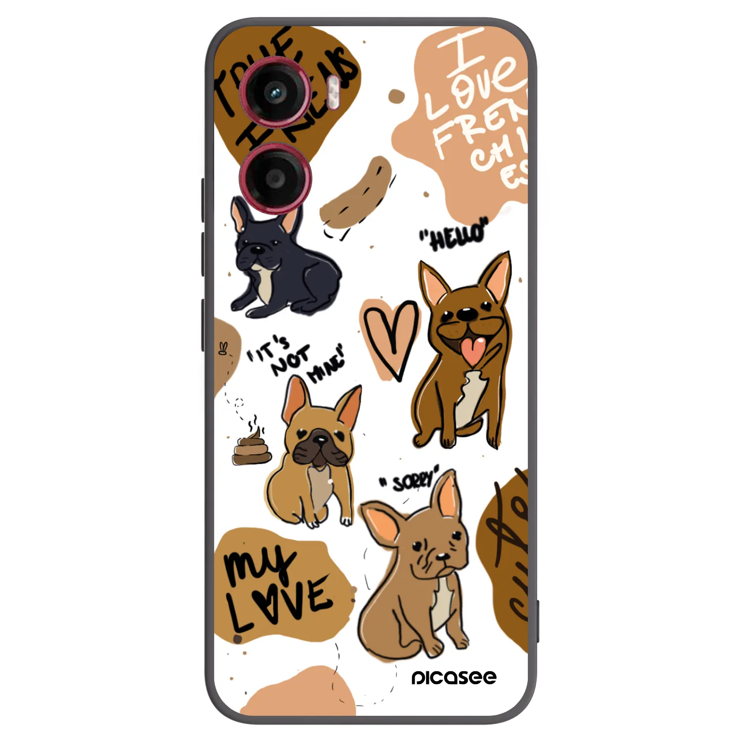 Picasee crna silikonska maskica za Motorola Moto G05 - Frenchies
