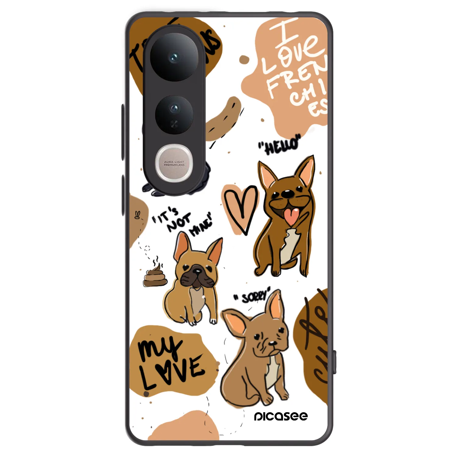 Picasee crna silikonska maskica za Vivo V50 Lite 5G - Frenchies