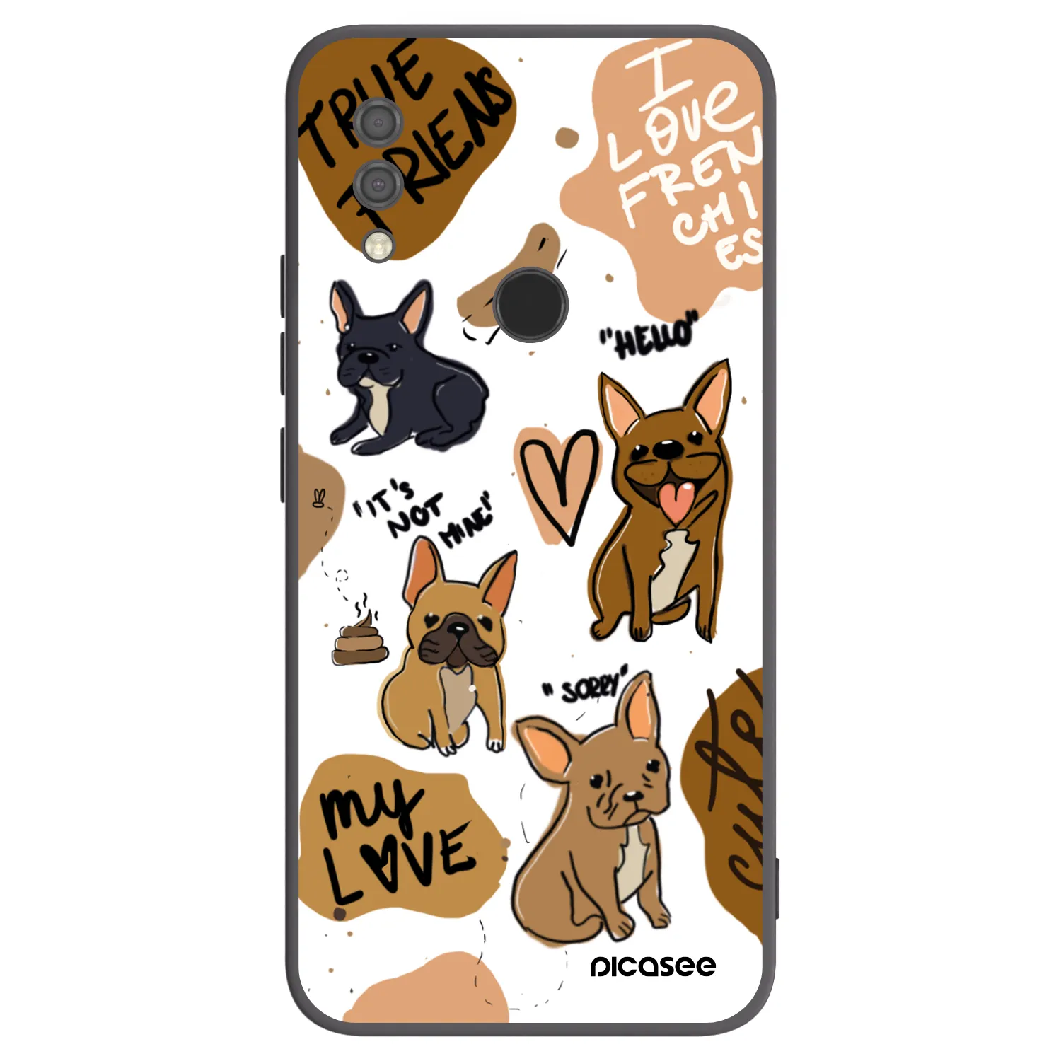Picasee crna silikonska maskica za Xiaomi Redmi 7 - Frenchies