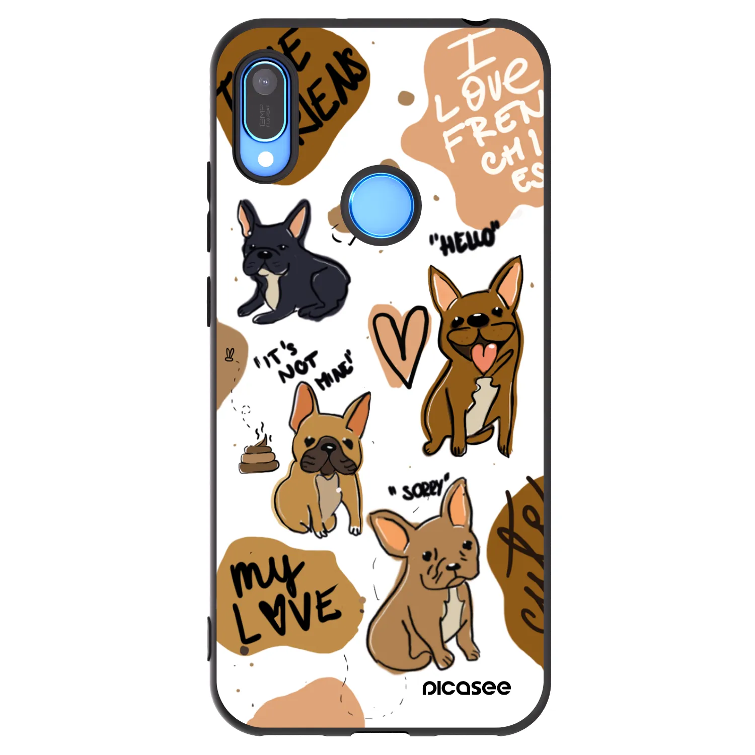 Picasee crna silikonska maskica za Huawei Y6 2019 - Frenchies