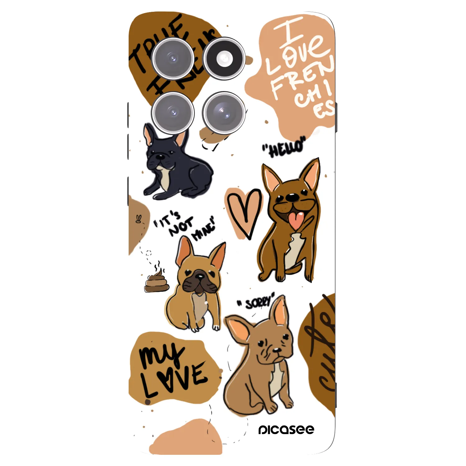 Picasee crna silikonska maskica za Motorola Edge 60 Pro - Frenchies